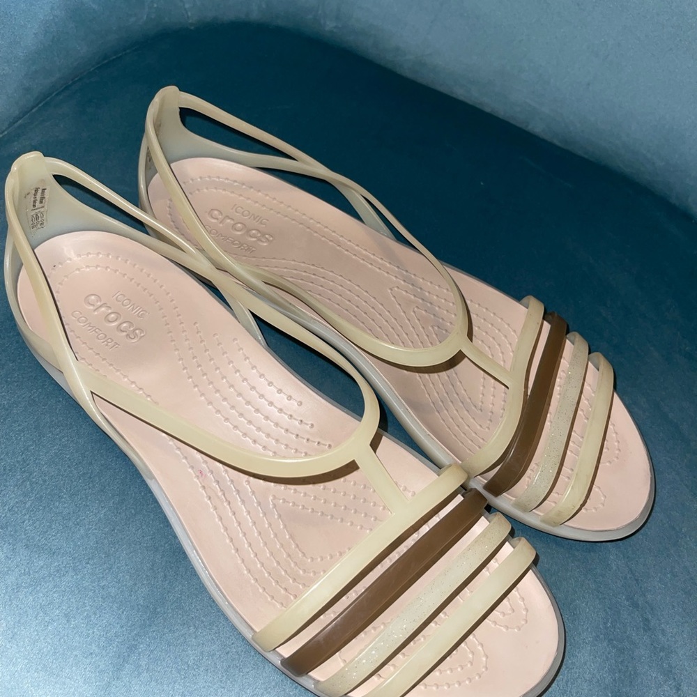 CROCS Beige and Brown Women's Sandals - Picture 2 of 4